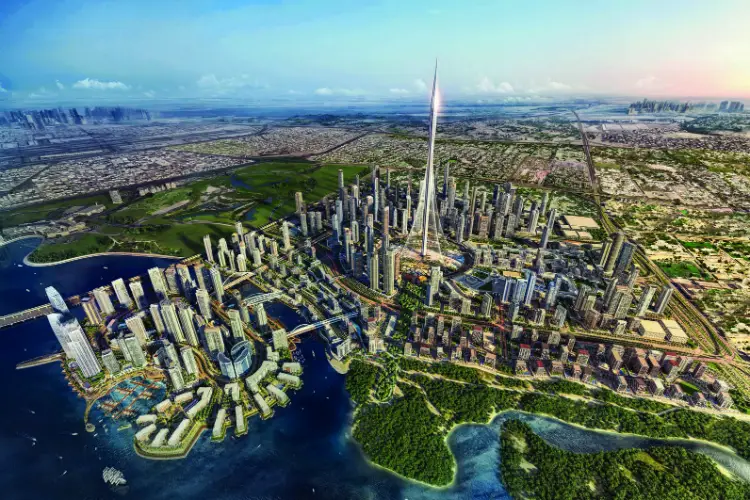 Maqueta da Dubai Creek Tower, já em construção, desenhada pelo arquiteto catalão Santiago Calatrava