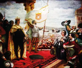Restauração D. João IV proclamado rei, numa pintura de Veloso Salgado