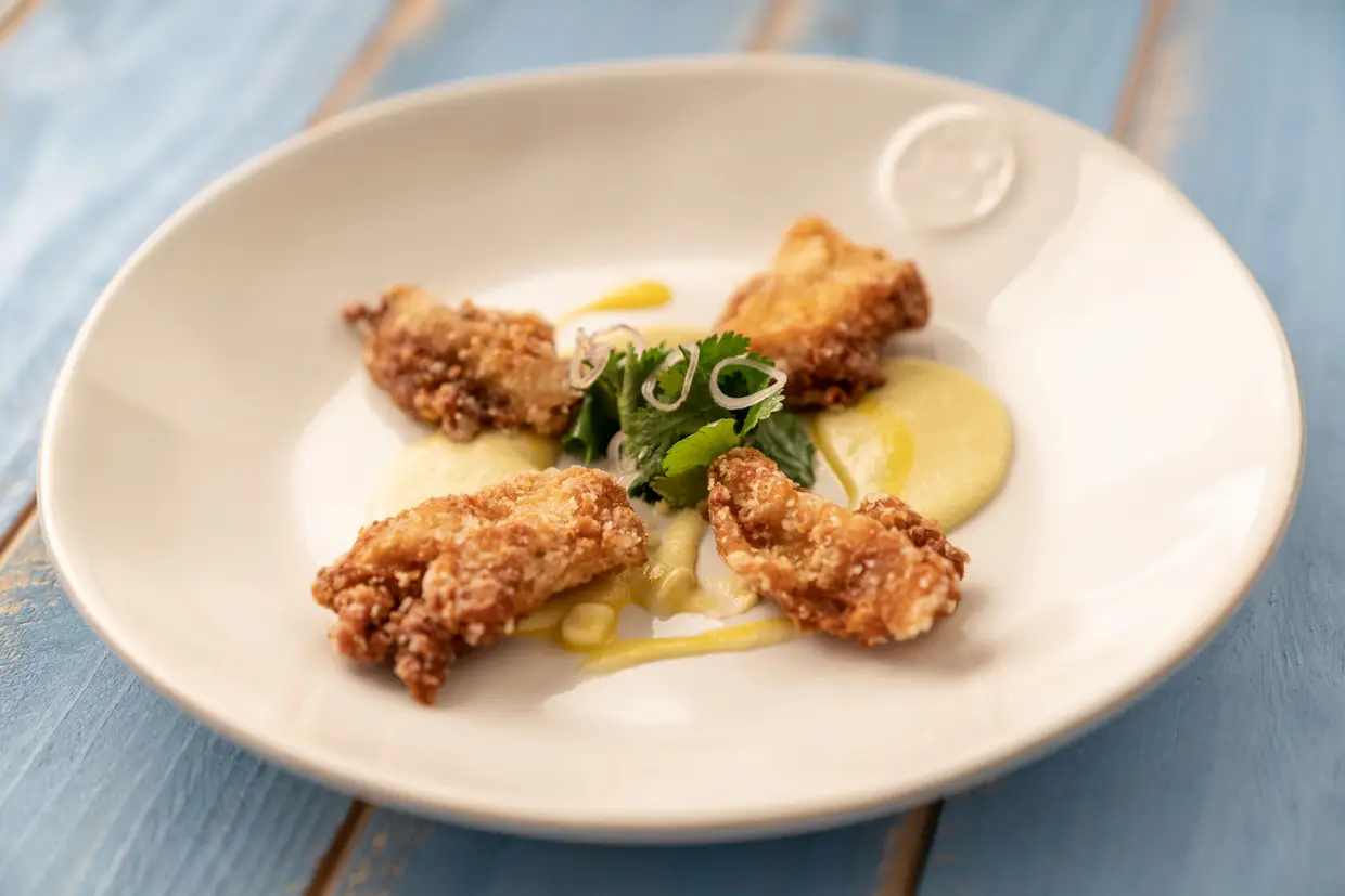 Línguas de bacalhau com gema de ovo, para entrada