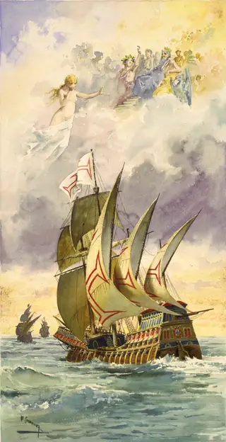 A armada de Vasco da Gama era composta por três naus e uma caravela de carga