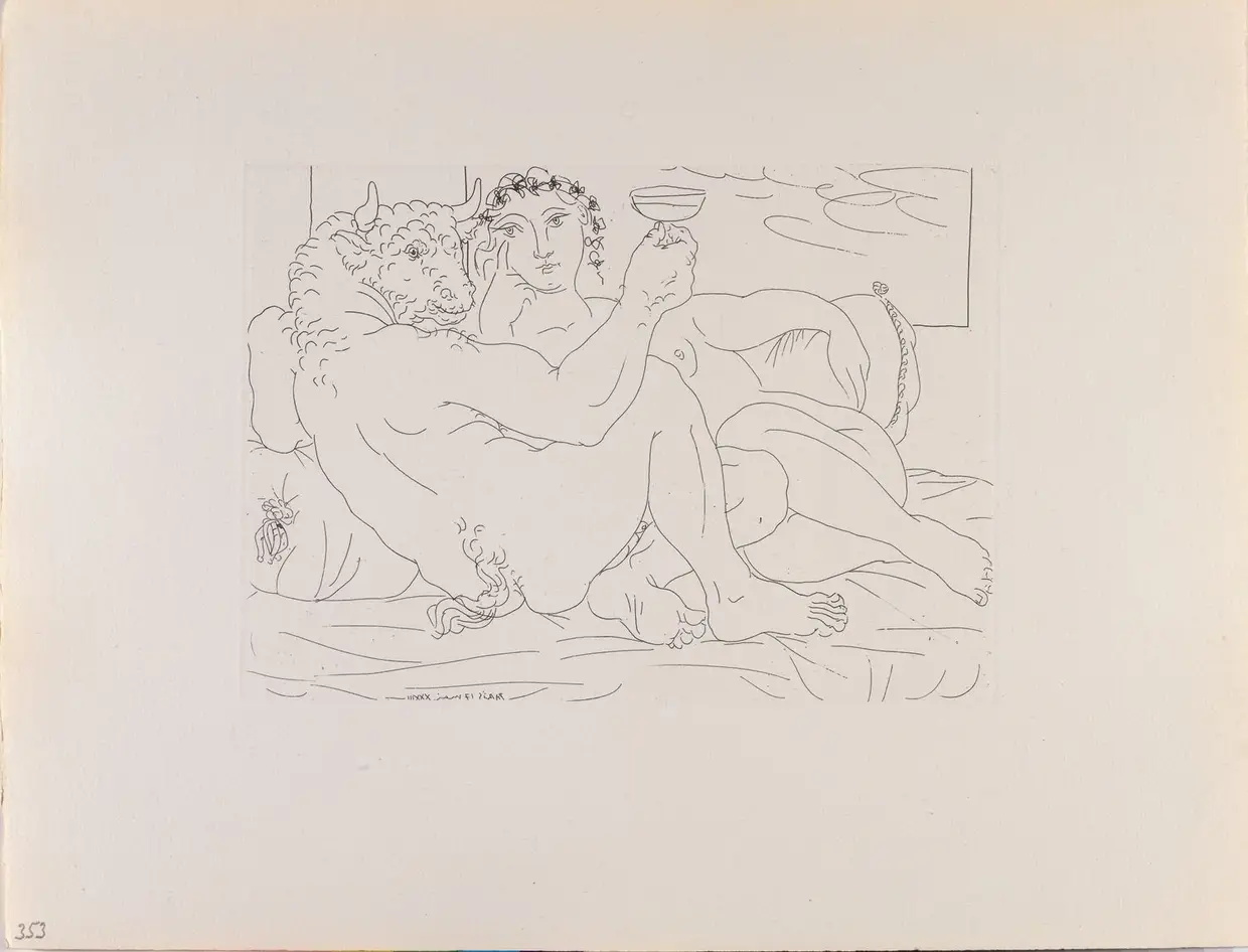 Drinking Minotaur and Reclining Woman, maio de 1933