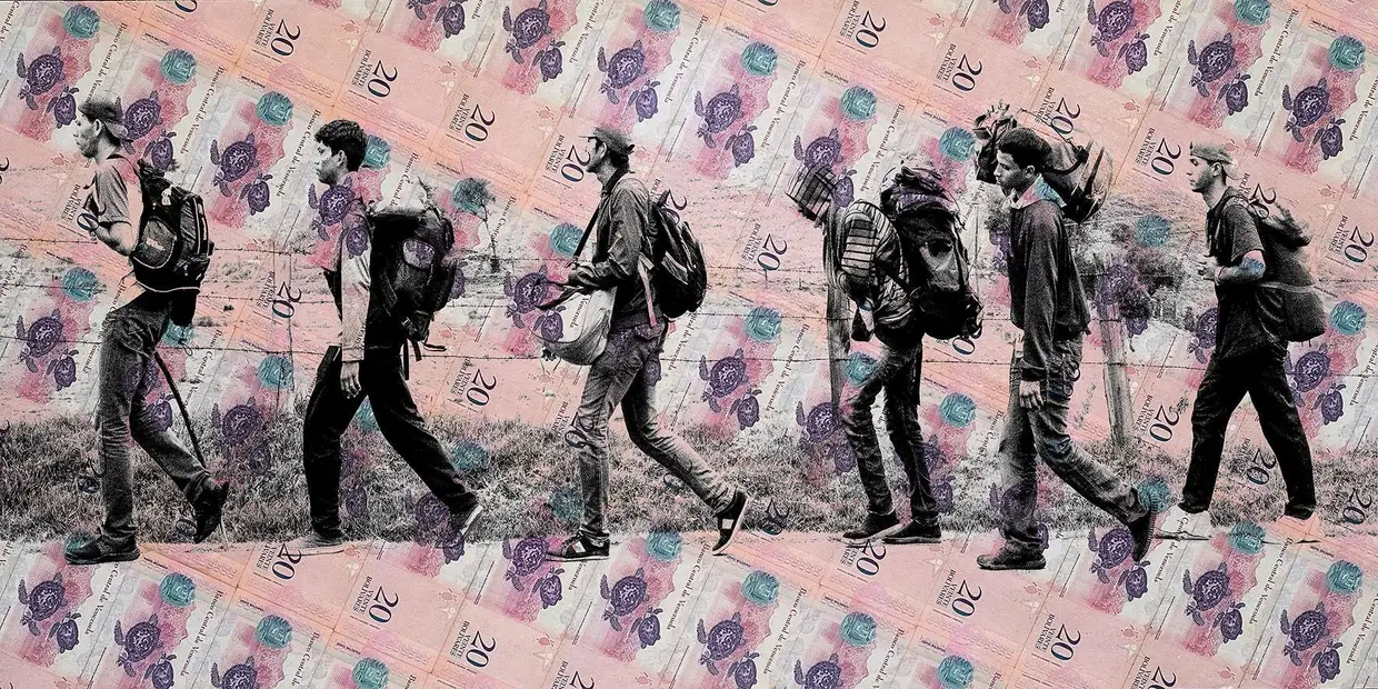Felipe Jacome partiu para a fronteira venezuelana para testemunhar a êxodo do povo. As imagens foram impressas em extintas notas bolívares
