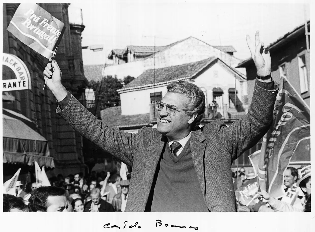 Em campanha, em 1986, em Castelo Branco - sob o lema "Prá Frente Portugal"