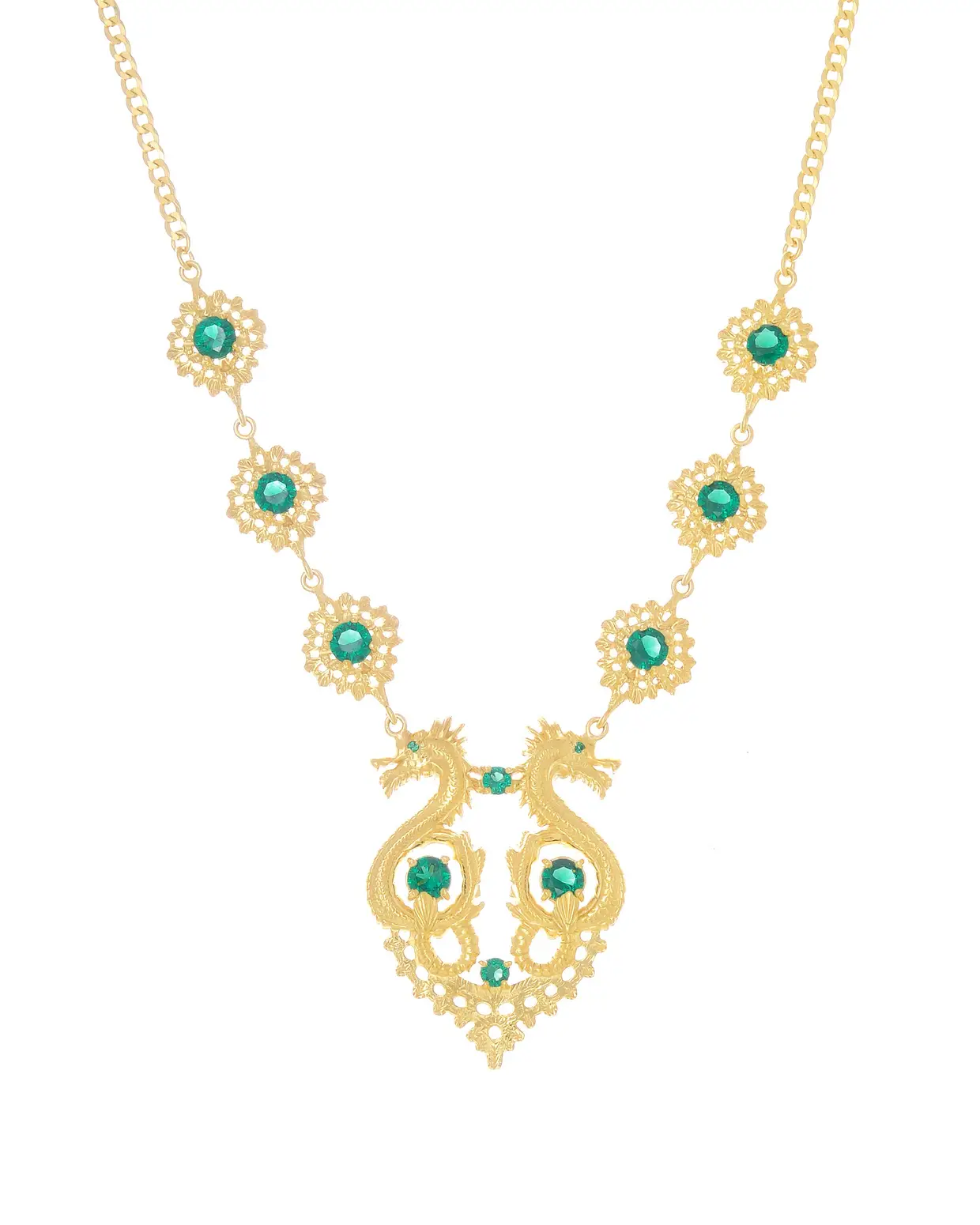 Colar Rainha Dragão (esmeralda em prata dourada), €295