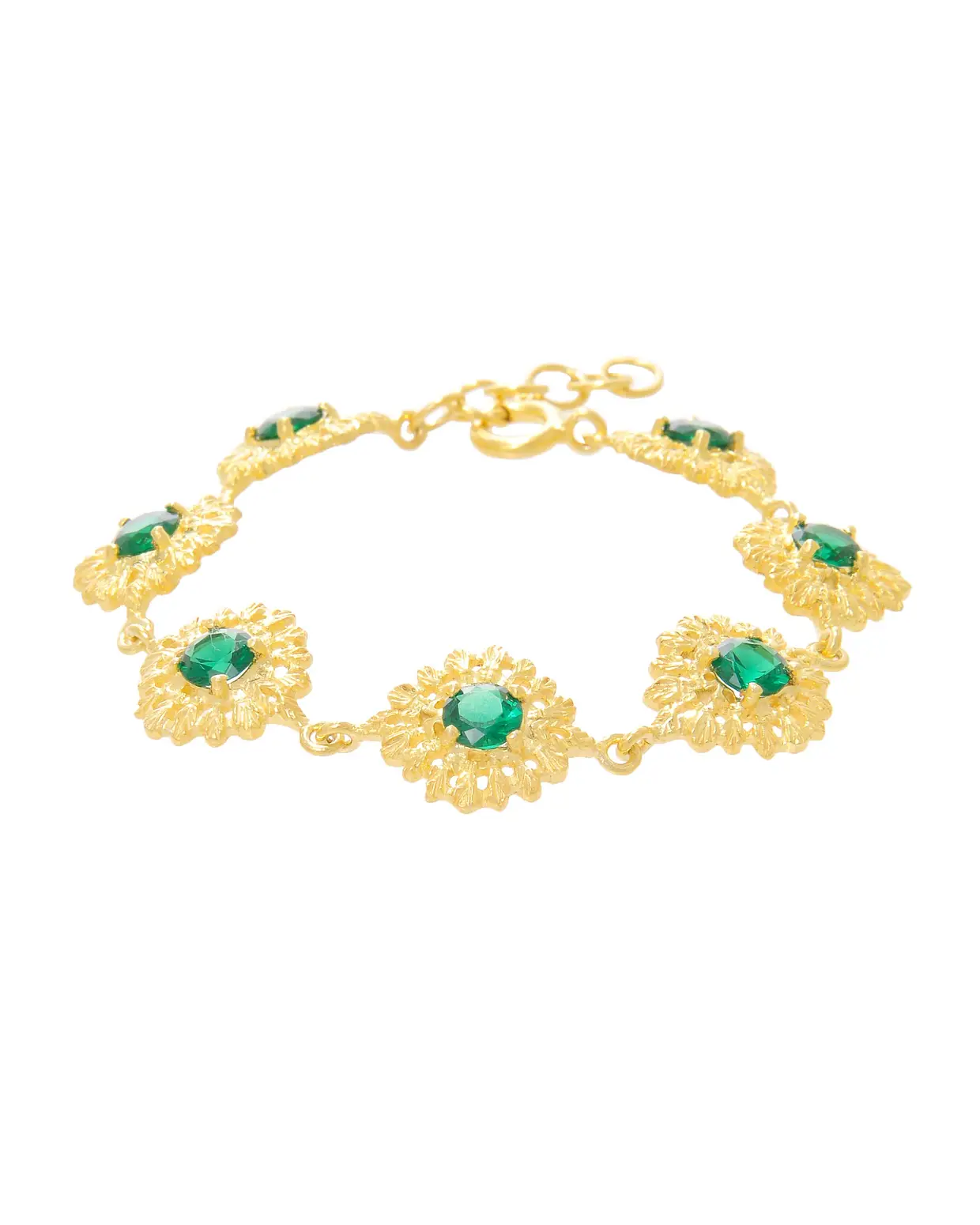 Pulseira Rainha (esmeralda em prata dourada), €200