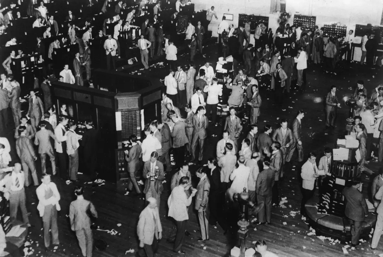 A sala principal da Bolsa de Nova Iorque, nos dias negros de 1929