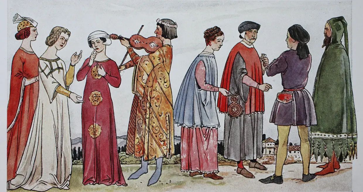 Homens e mulheres em Itália, no início da Renascença, século XIV
