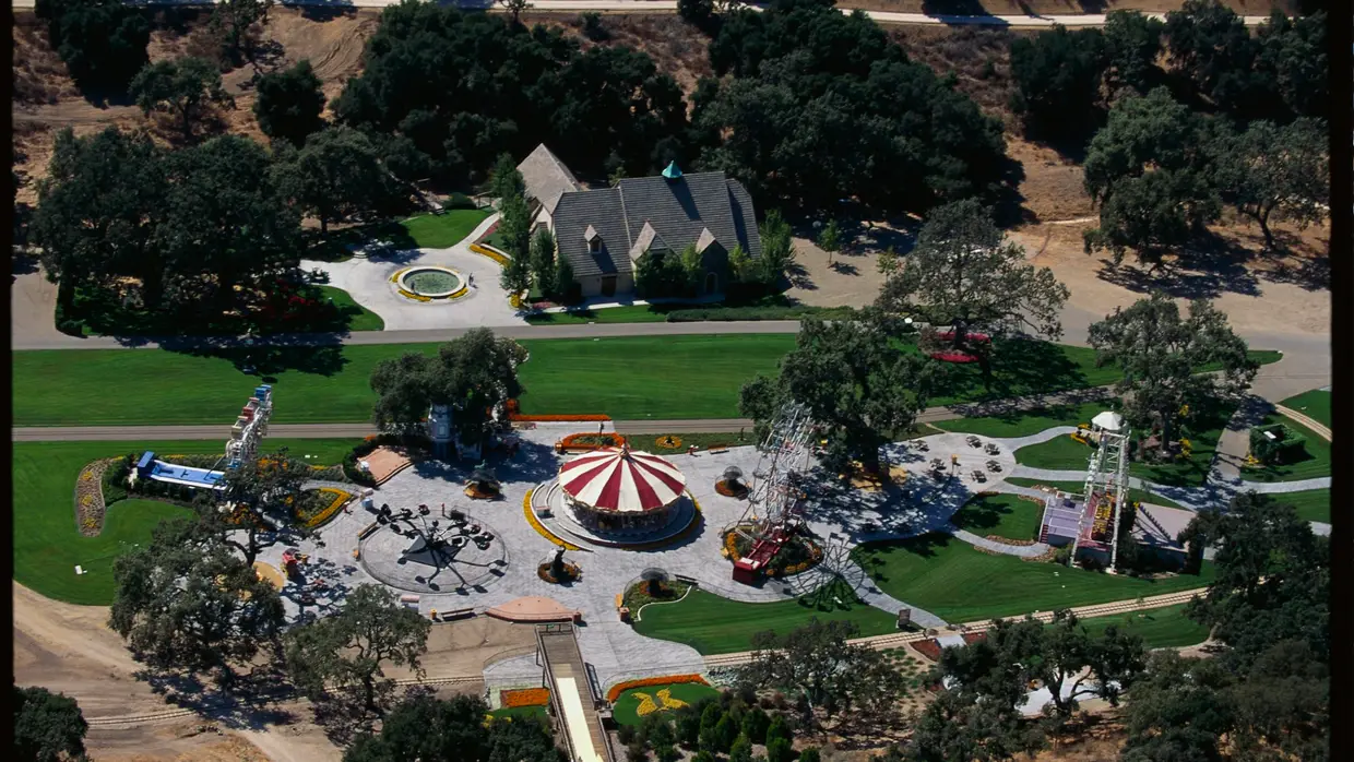 Rancho Neverland: vista aérea do parque de diversões