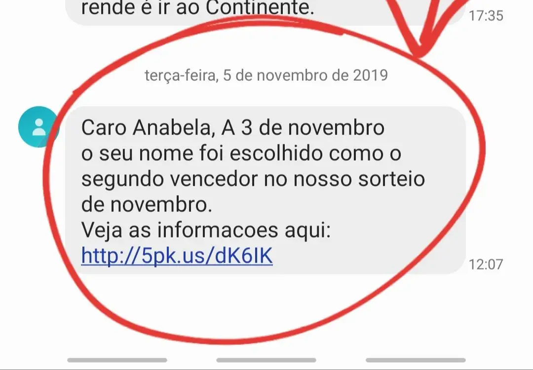 CUIDADO – SMS fraudulento em nome do Continente