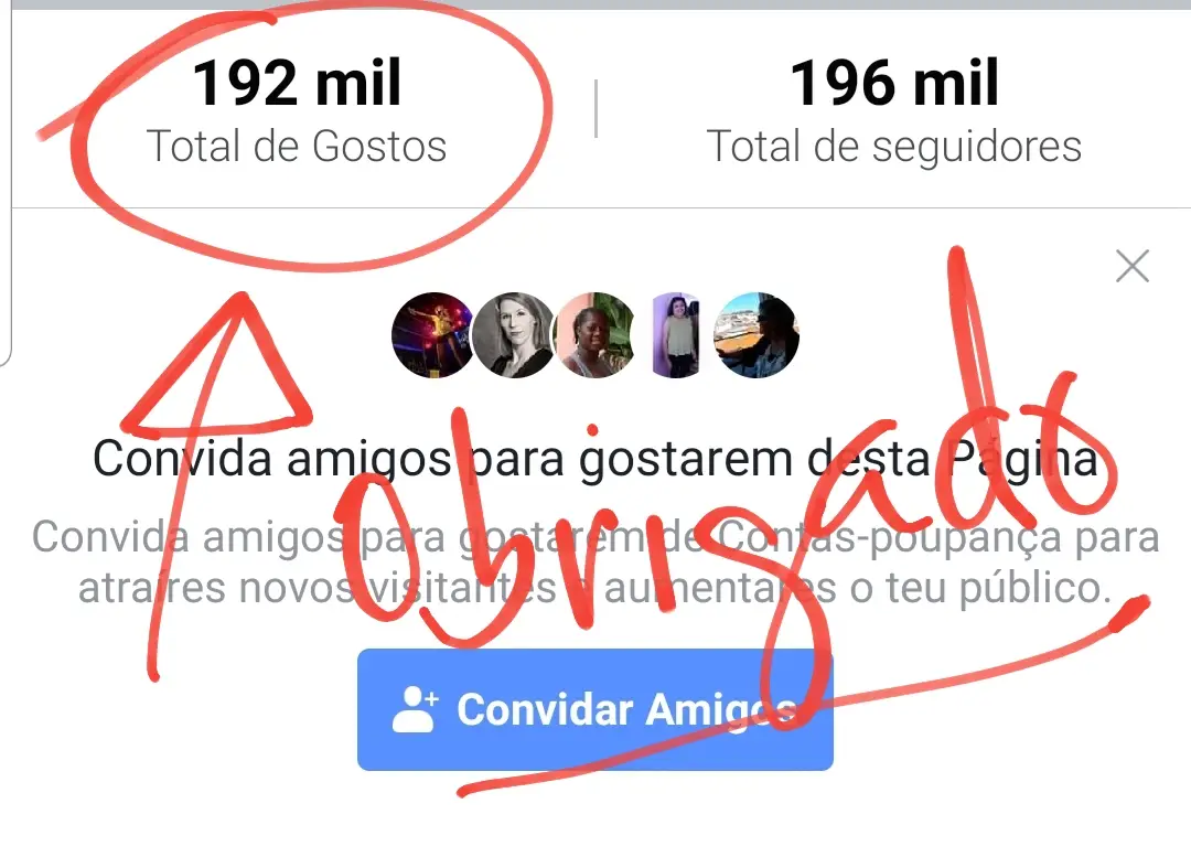 190 mil no Facebook do Contas-poupança