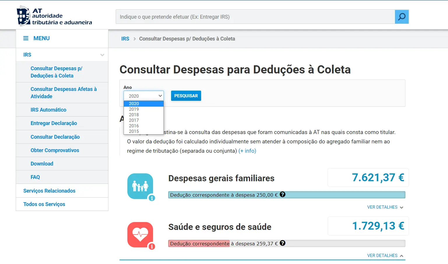 ÚLTIMA HORA IRS 2021 – Página das deduções COMPLETA já está online