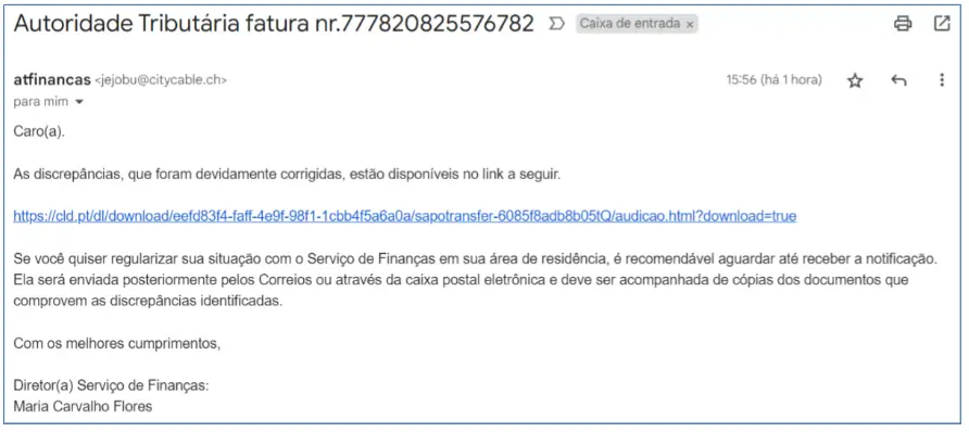 FINANÇAS | Cuidado com e-mail fraudulento sobre suposta fatura com discrepâncias