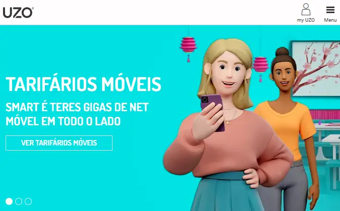 Capa da página da UZO na internet