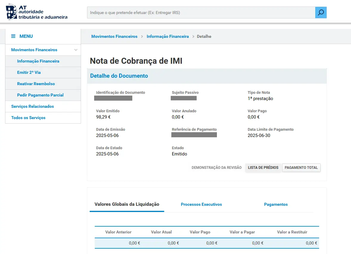 Emissão das cartas do IMI está quase concluída, mas já pode pagar online
