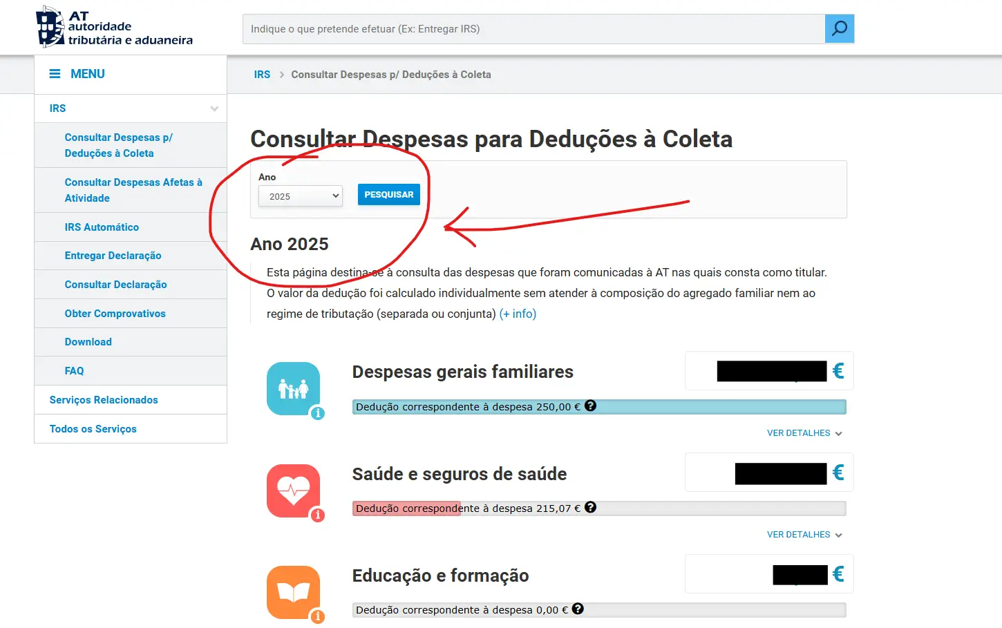 IRS 2025 | Página COMPLETA das deduções já está online para consulta