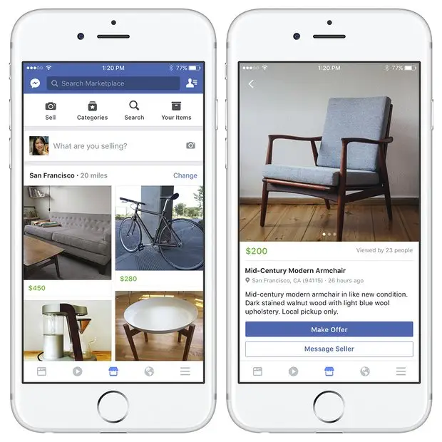 Imagem do Facebook que pretende mostrar como é que a Marketplace vai funcionar
