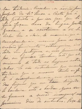 Carta de Carolina para a sua correligionária Ana, filha do juiz João Baptista de Castro