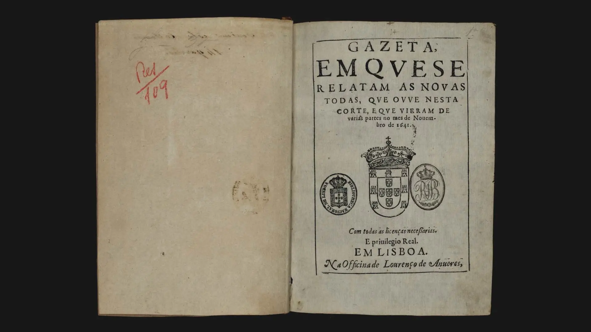 O primeiro número da “Gazeta em Que Se Relatam as Novas Que Houve Nesta e Que vieram de Várias Partes” - que haveria de ficar conhecida como Gazeta da Restauração - foi publicado em novembro de 1641 e posto a circular a 3 de dezembro do mesmo ano. Tinha 12 páginas