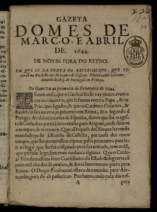 Em tempos de guerra, o poder régio legislou no sentido de privilegiar o noticiário de fora do reino