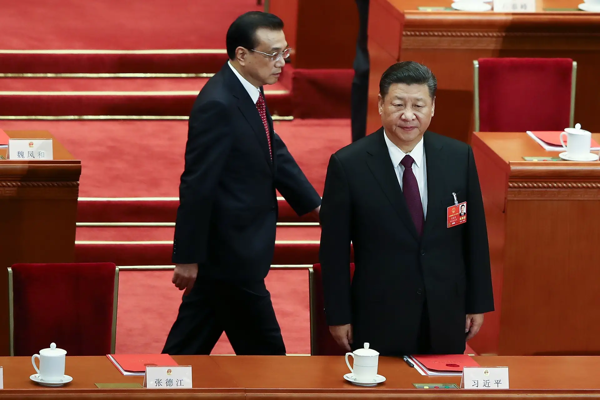 Xi Jinping, presidente da China, com Li Keqiang, primeiro-ministro chinês.