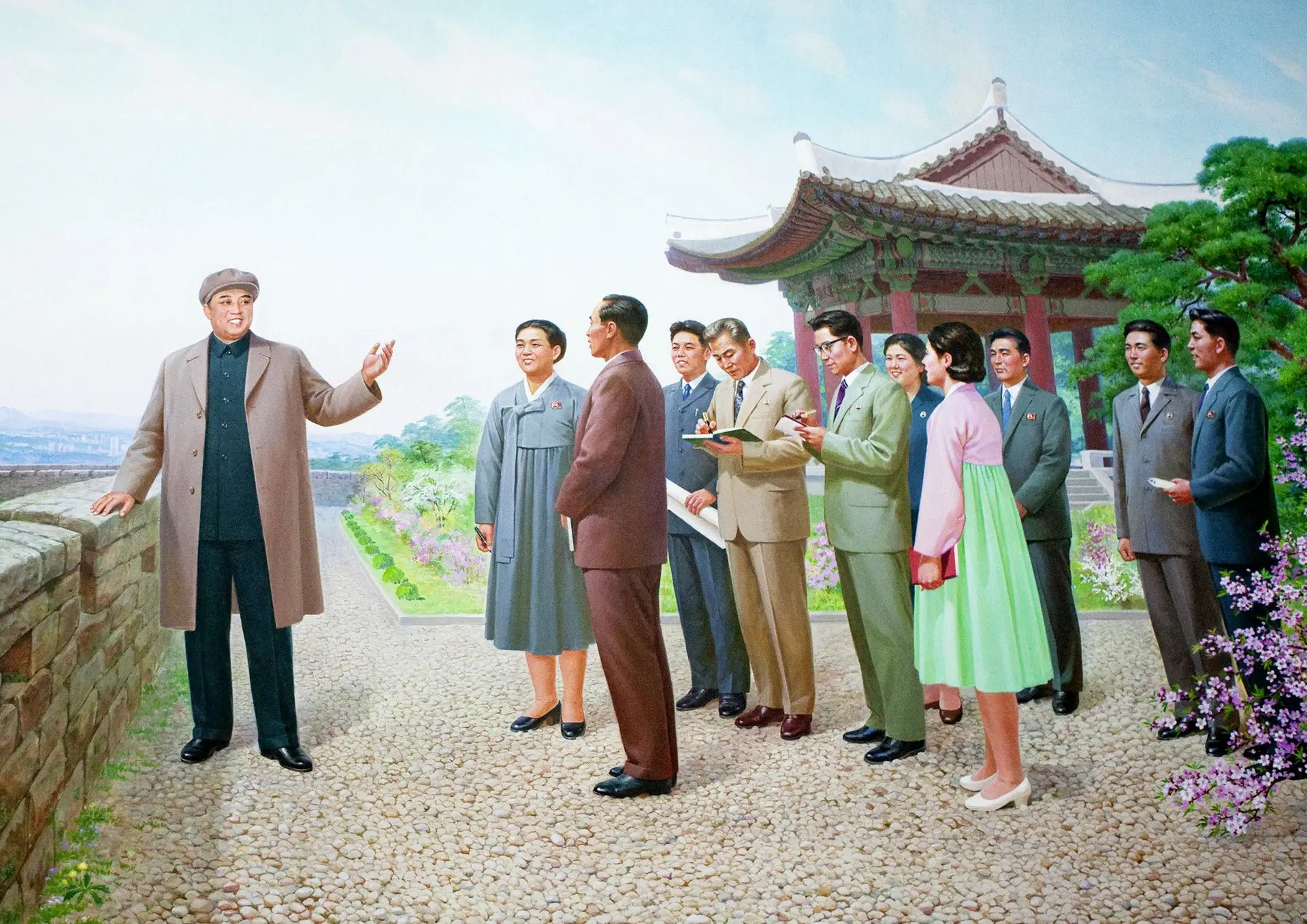 Cartaz de propaganda dos tempos de Kim Il-sung, o fundador do país 