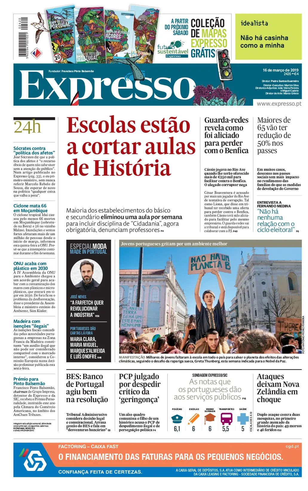 A primeira página do Expresso