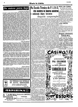 Diário de Lisboa de 13 de agosto de 1959, onde se noticia a condecoração de funcionários da PIDE <span class="creditofoto">Fundação Mário Soares</span>