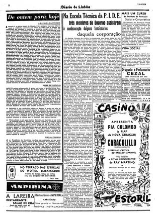 Diário de Lisboa de 13 de agosto de 1959, onde se noticia a condecoração de funcionários da PIDE <span class="creditofoto">Fundação Mário Soares</span>