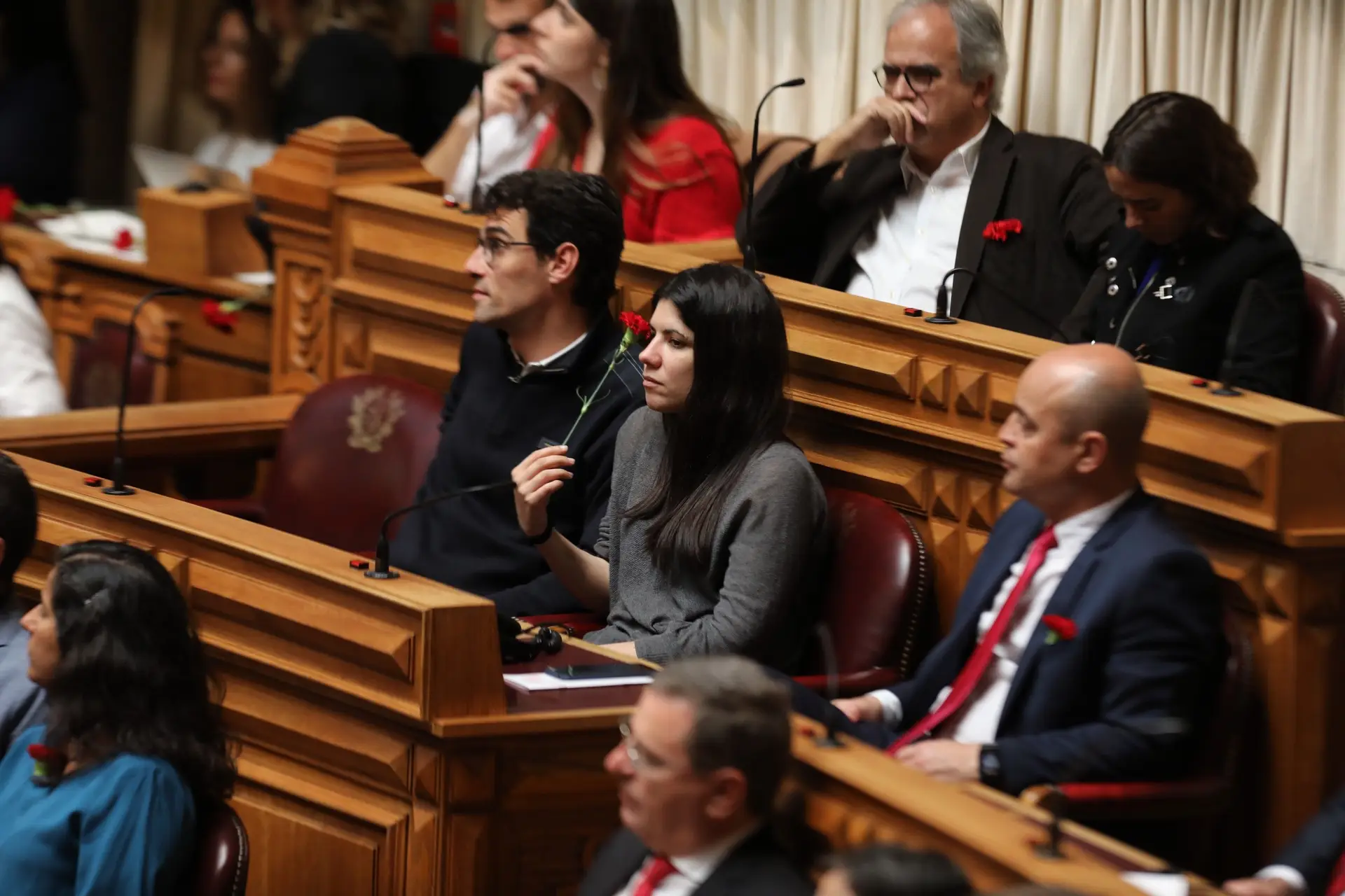 A deputada Mariana Mortágua, do Bloco de Esquerda, durante a sessão comemorativa dos 45 anos do 25 de Abril.
