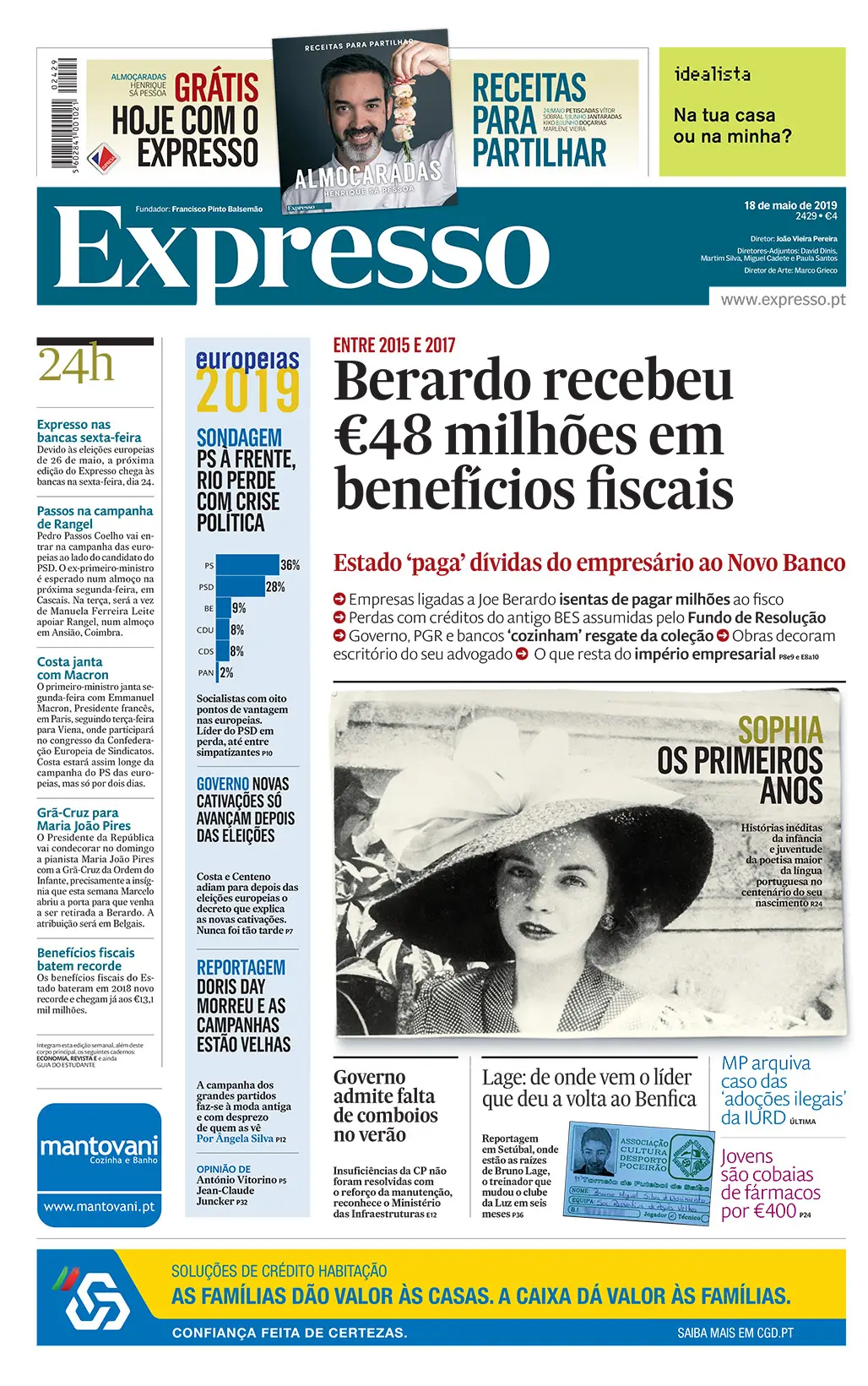 A primeira página do Expresso