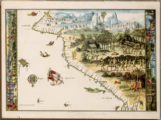 Carta do Atlas de Nicholas Vallard (1547), um dos mapas da escola francesa de Dieppe que alguns investigadores dizem representar pela primeira vez a costa noroeste da Austrália <span class="creditofoto">Foto Biblioteca Nacional da Austrália</span>