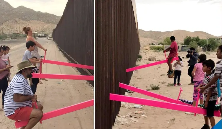 O baloiço rosa-choque esteve afinal poucas horas na fronteira EUA-México - mas há mais projetos com o mesmo objetivo