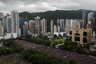 Concentração de manifestantes no Parque Vitória. Este domingo (18 de agosto) em Hong Kong