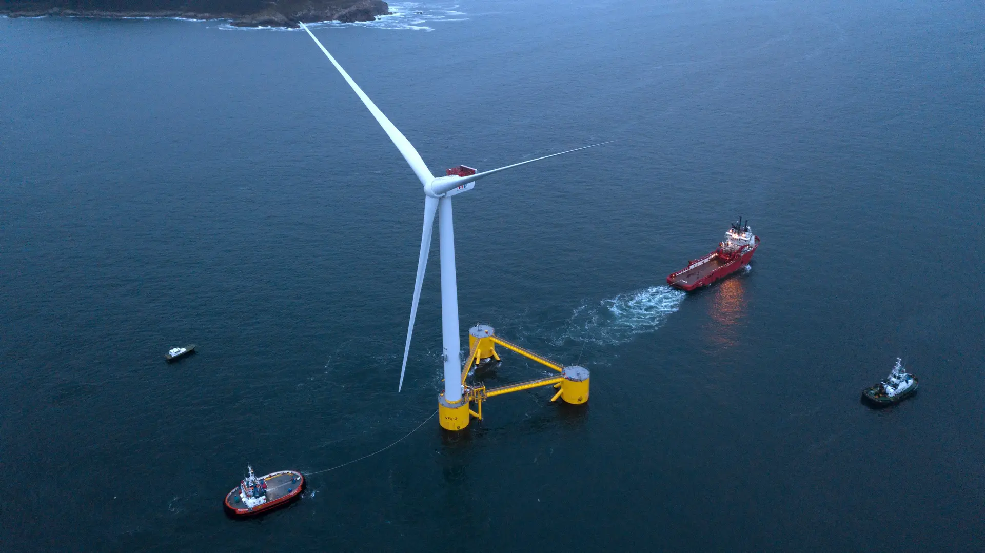 A plataforma Windfloat, da Principle Power, será usada no primeiro parque eólico offshore em Portugal.