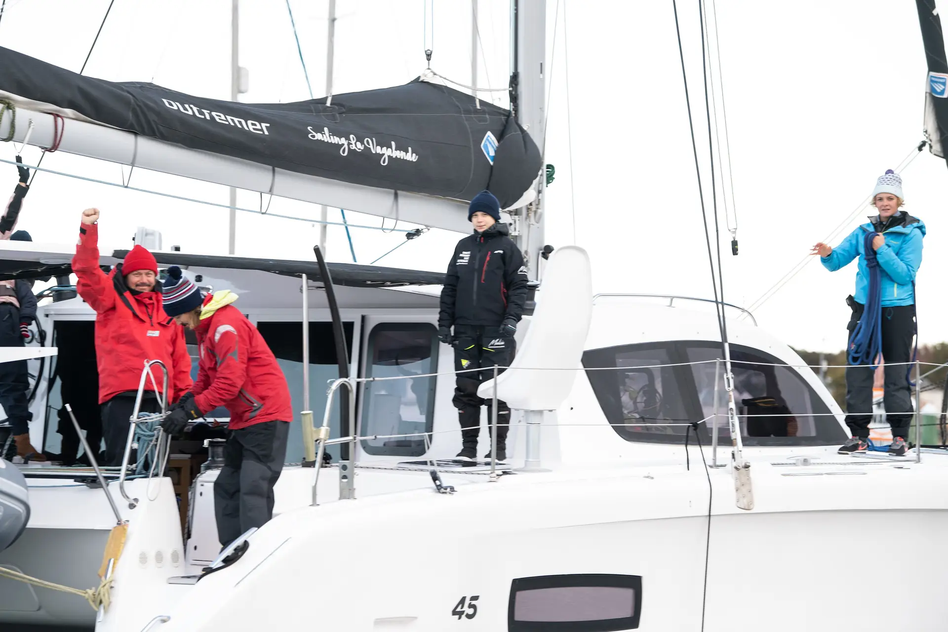 Greta Thunberg a bordo do catamarã “La Vagabonde”