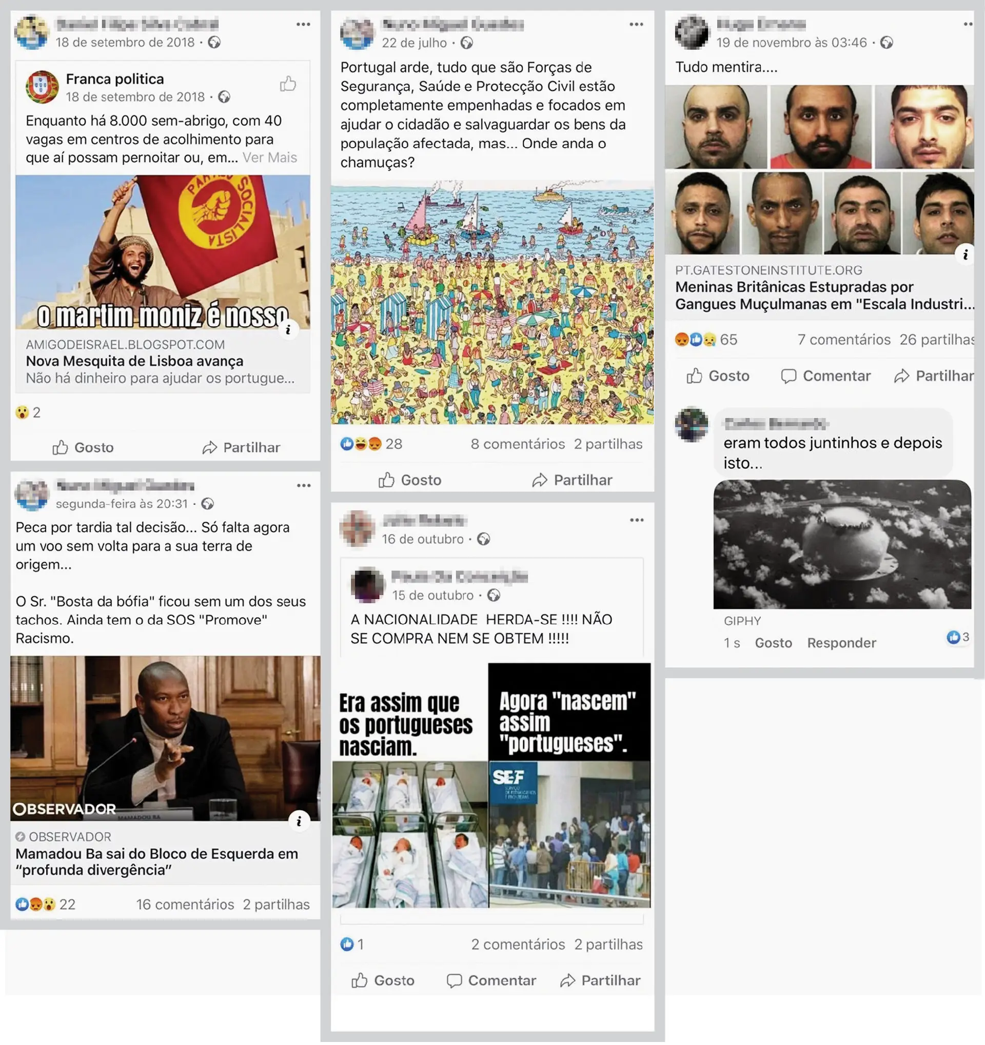 Posts no Facebook escritos e partilhados por polícias, militares da GNR e guardas prisionais