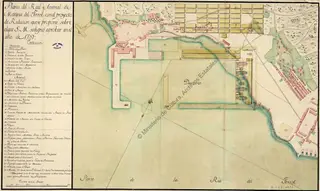 Plano do arsenal de Ferrol no século XVIII, do Arquivo Geral de Simancas