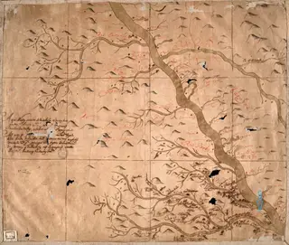 Região onde ocorreram os furores sertanejos de 1736. “Demonstração dos afluentes do rio São Francisco, em Minas Gerais” <span class="creditofoto">Biblioteca Nacional do Rio de Janeiro</span>
