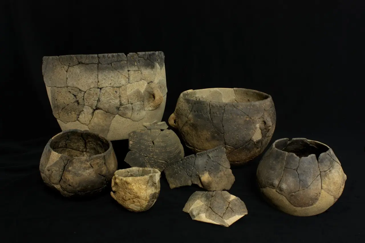 Peças de cerâmicacom 7500-5000 anos recolhidas em vários sítios arqueológicos europeus