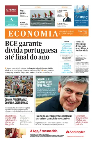 A 1ª página do Expresso Economia