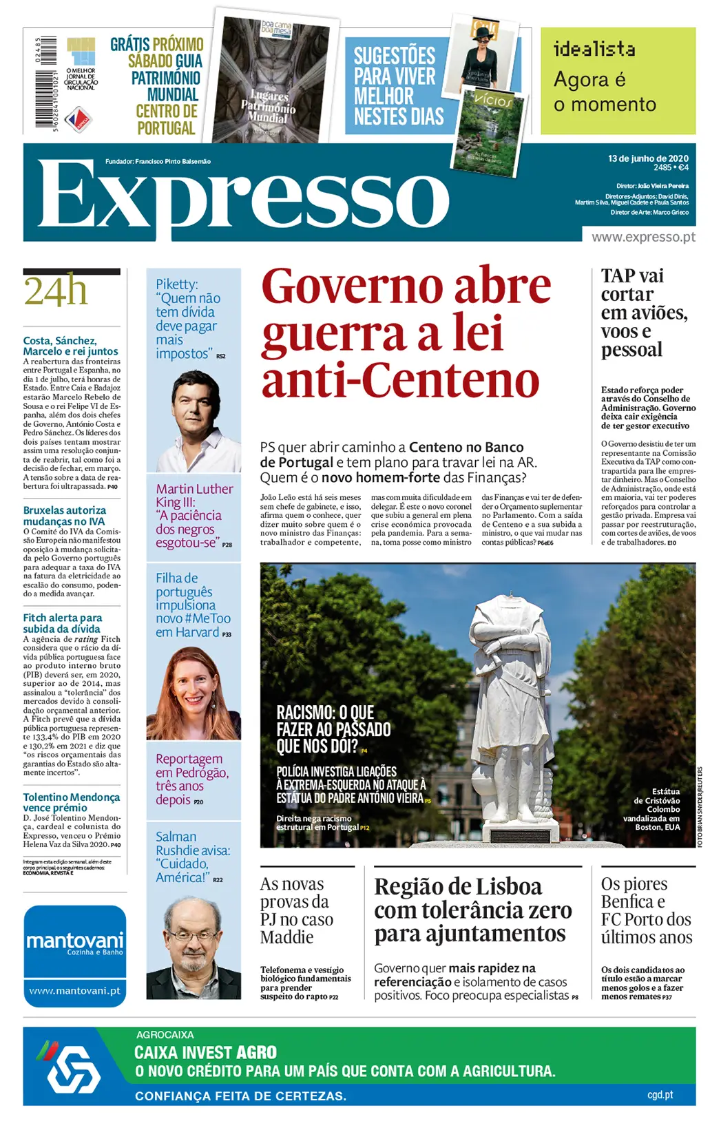 A primeira página do Expresso