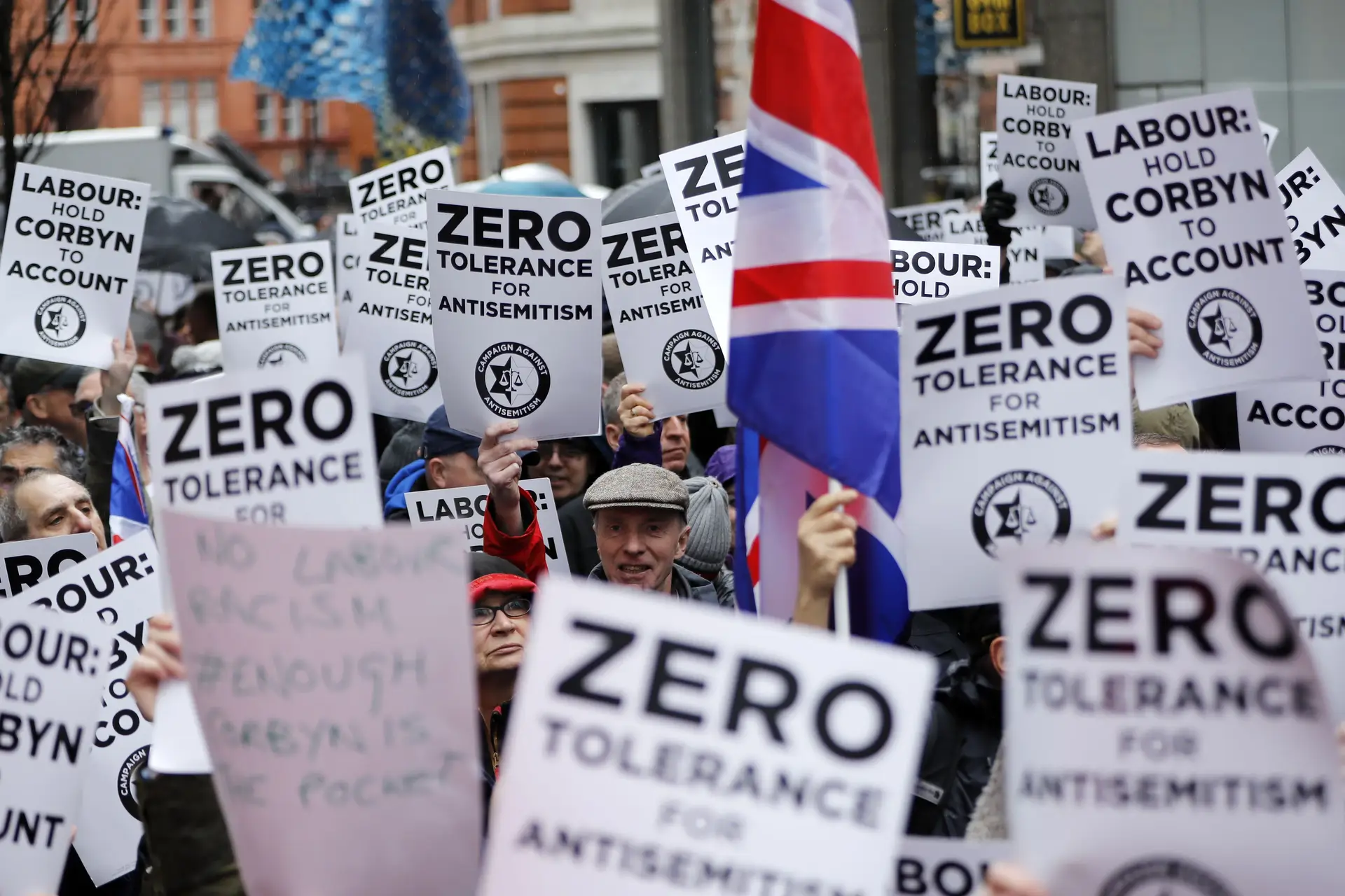 Manifestação contra o antissemitismo, em Londres