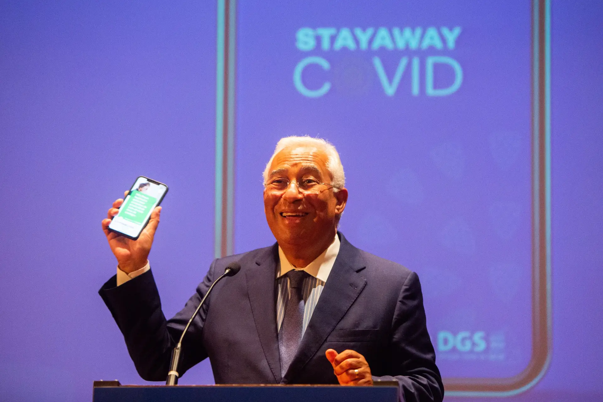 António Costa no Instituto de Engenharia do Porto na apresentação da app Stayaway Covid