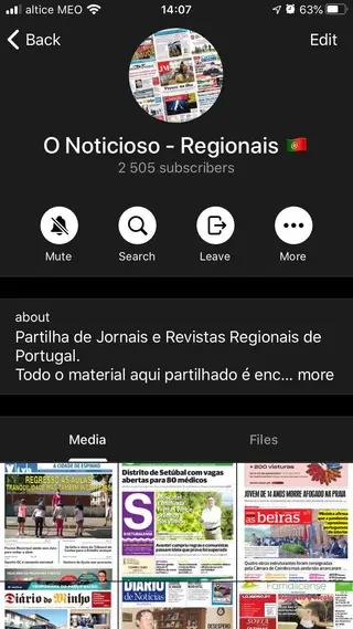 Noticioso is the largest group specialized in piracy of Portuguese newspapers and magazines of Telegram