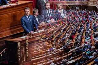 Emmanuel Macron numa reunião do Congresso, que junta Assembleia Nacional e Senado no Palácio de Versalhes