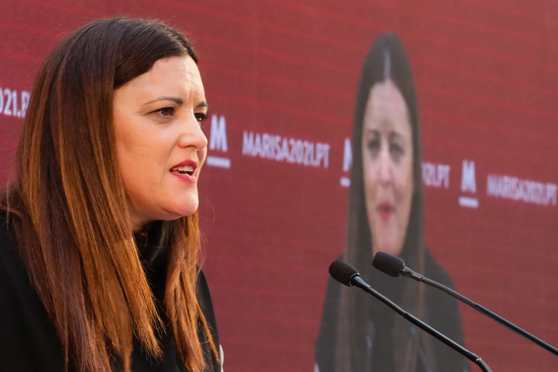 Marisa Matias na apresentação oficial da candidatura a Belém