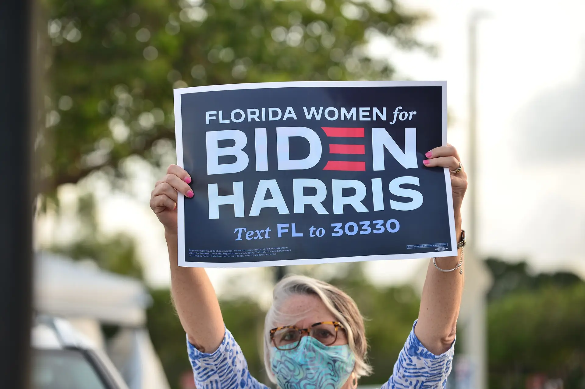 Uma apoiante de Biden em Boca Raton, Florida