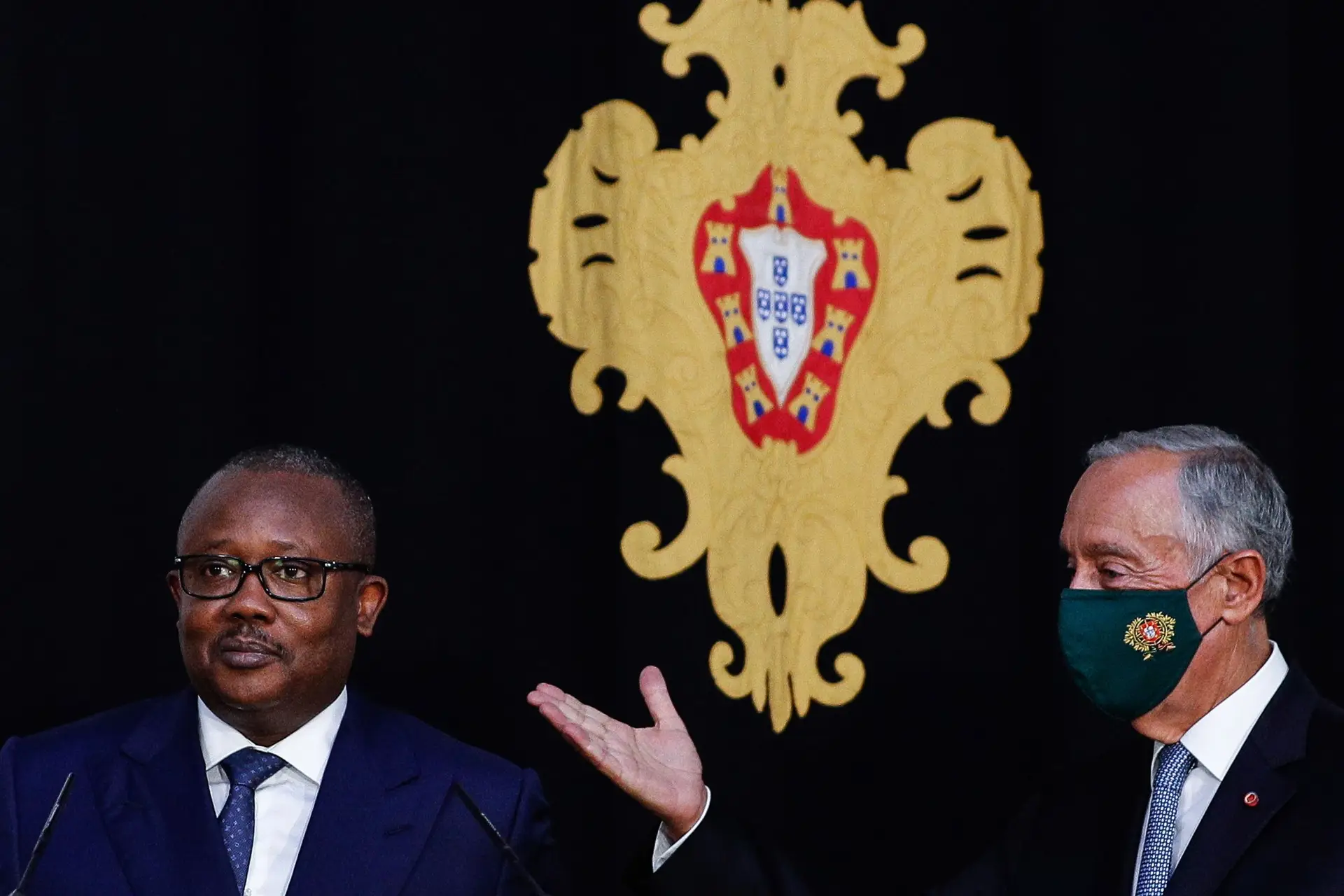 Umaro Sissoco Embaló, Presidente da Guiné-Bissau, e o seu homólogo português, Marcelo Rebelo de Sousa