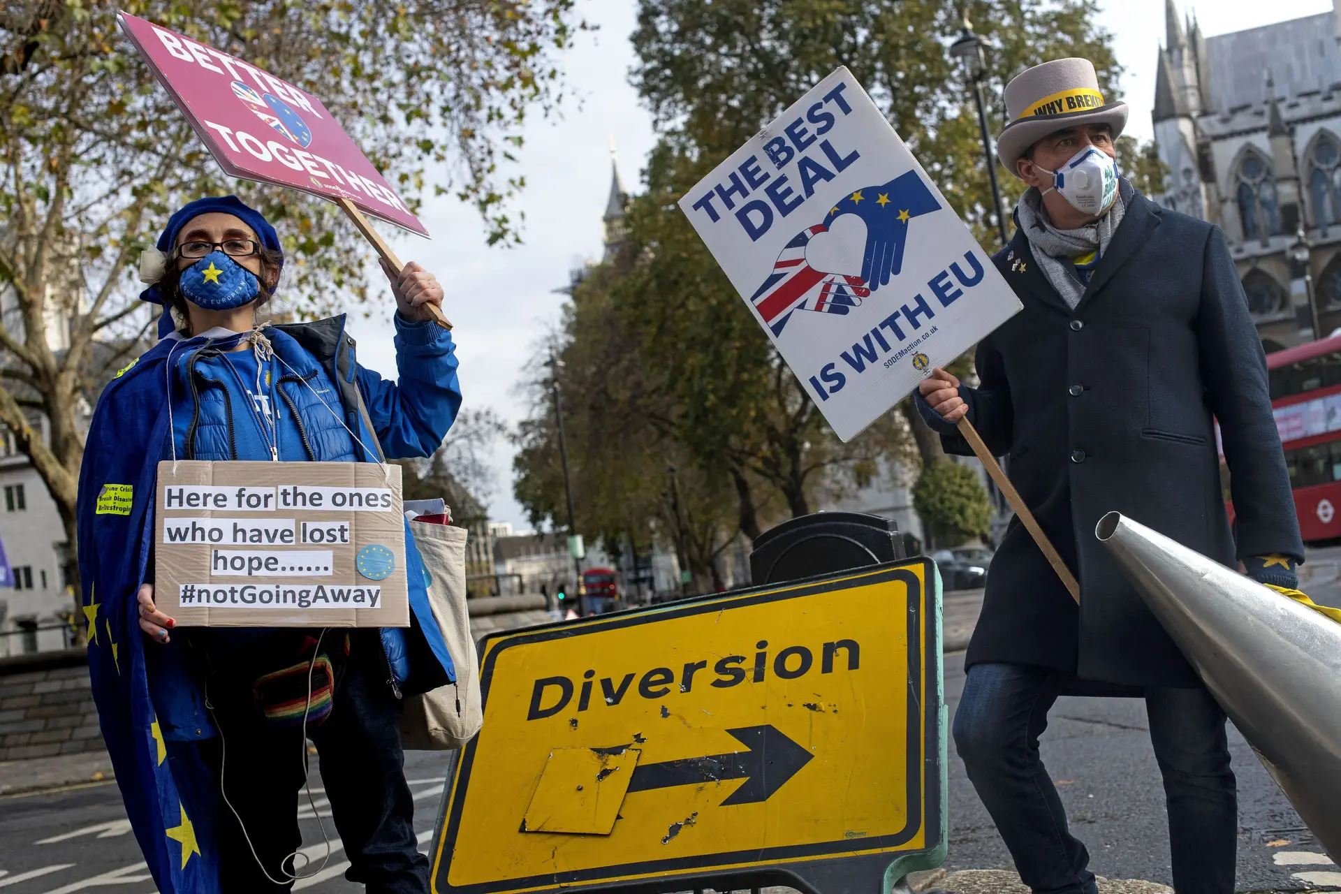 Manifestantes contra o Brexit, em Londres