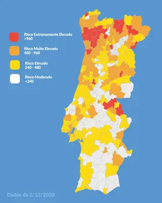 Mapa de risco do país, até 23 dezembro